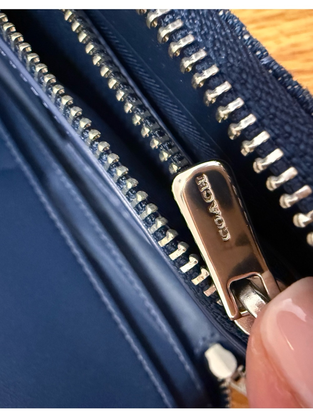 Coach Quilted Denim Zip-Around Wallet in Dark Blue - Picture 8 of 9